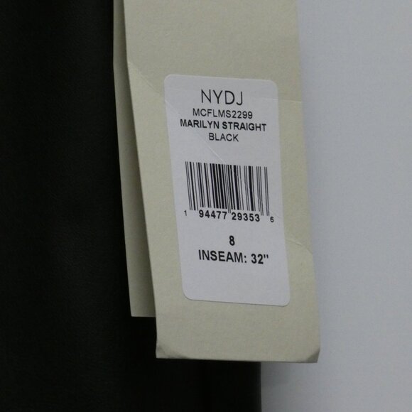 NWT NYDJ Sculpt-Her Black Faux Leather Marilyn Straight Pants Size 8 - Picture 3 of 6